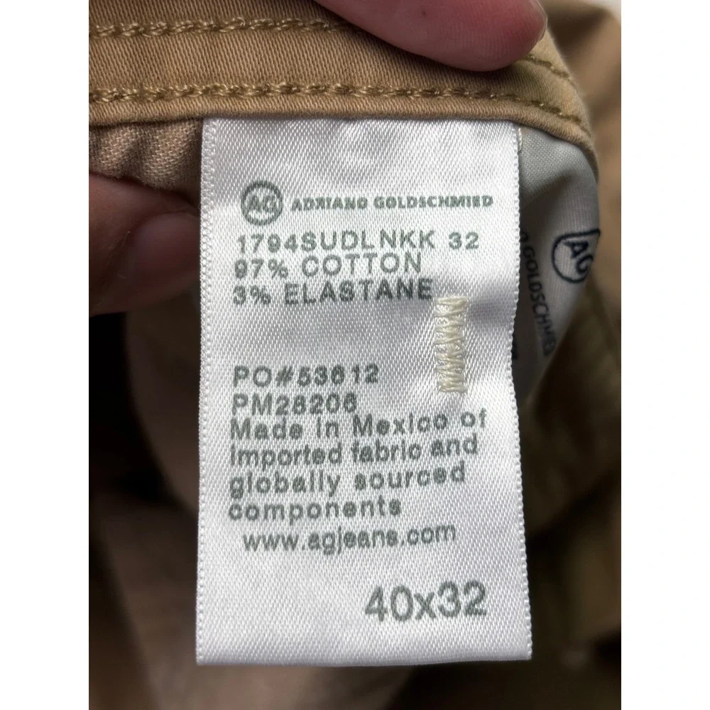 AG Adriano Goldschmied Everett Slim Straight Khaki Pants Tan Mens 40x32 1794SUDL